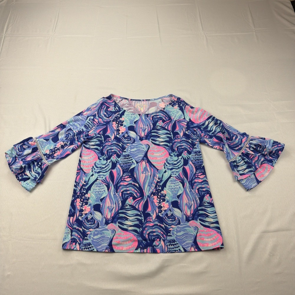 Lilly Pulitzer Multicolor Tropical Floral 3/4 Sleeve Stretch Top Women's SMALL